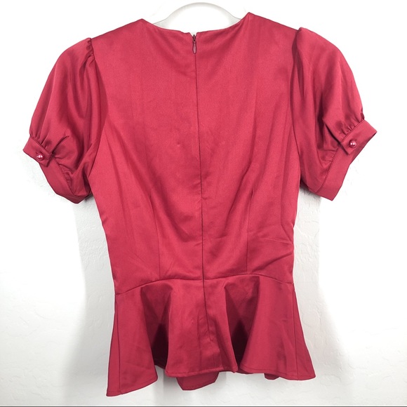 COLLECTIF X MODCLOTH Pinup Peplum Top Burgundy 6 - Picture 8 of 10